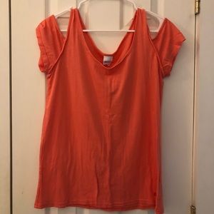 Coral Cold-Shoulder T-Shirt